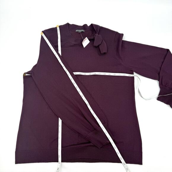 Adrianna Papell Deep Purple Tie Neck Sweater Ballon Sleeve Women’s Size XL Chic - Picture 7 of 7
